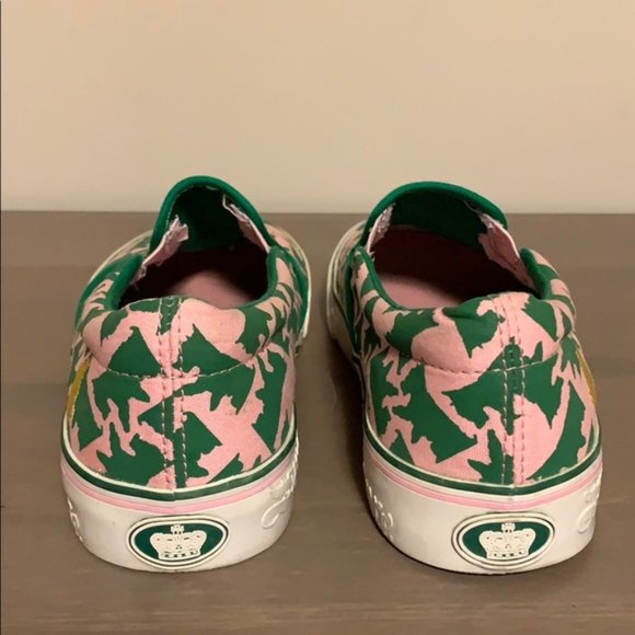 Juicy Couture Green and Pink Scottie Print Canvas Sneakers - Women’s Size 6 - Picture 4 of 5